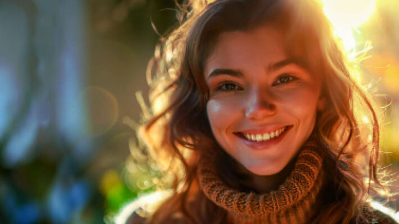 close-up photo of a smiling woman holding a company cheque, symbolizing financial security and compensation from her employer