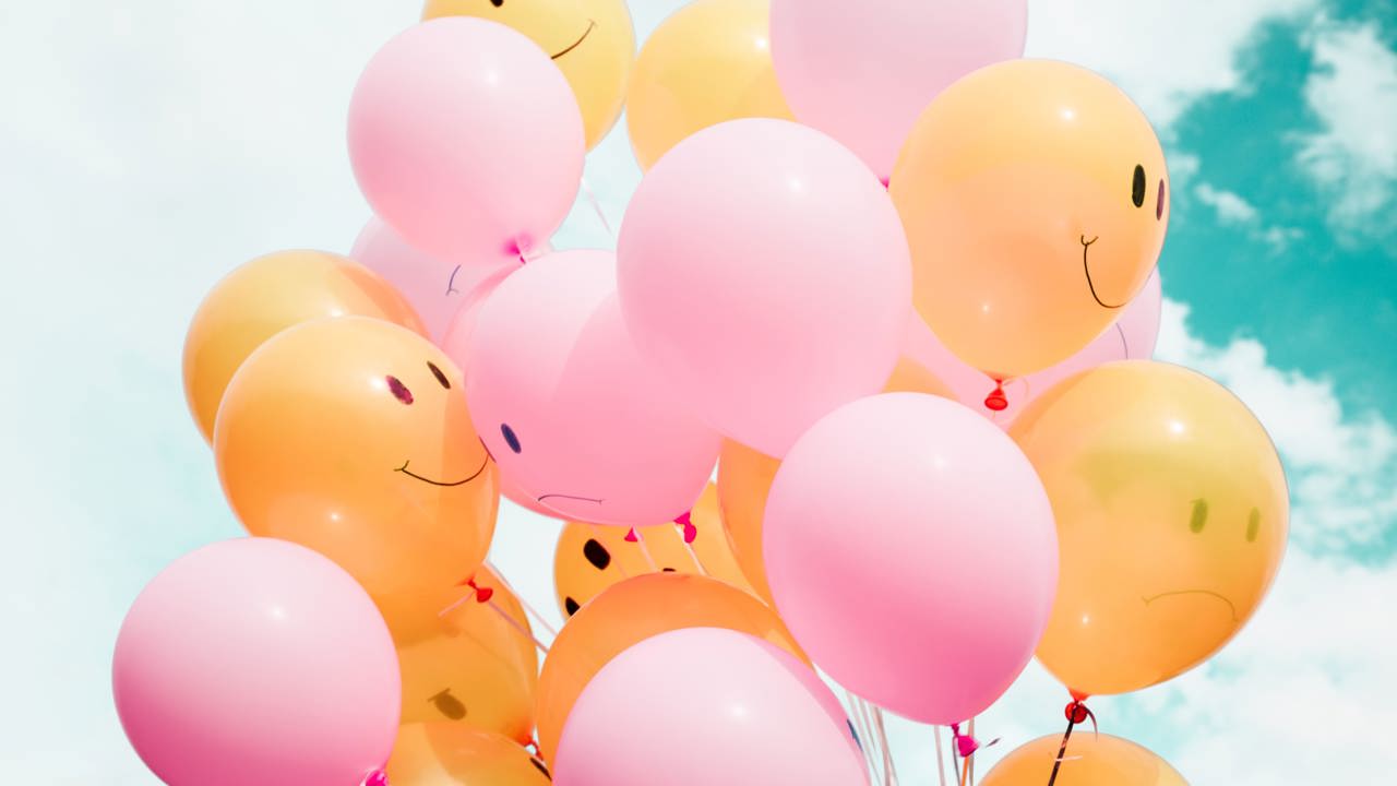 Balloons with smiley faces