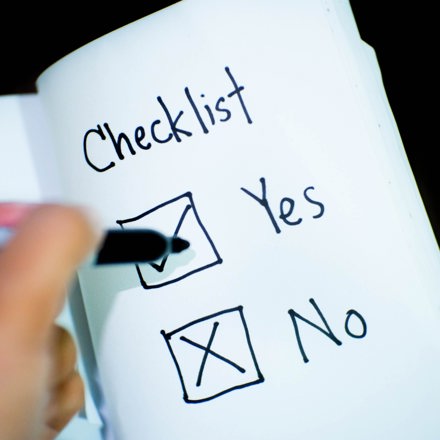 Checklist with yes and no boxes