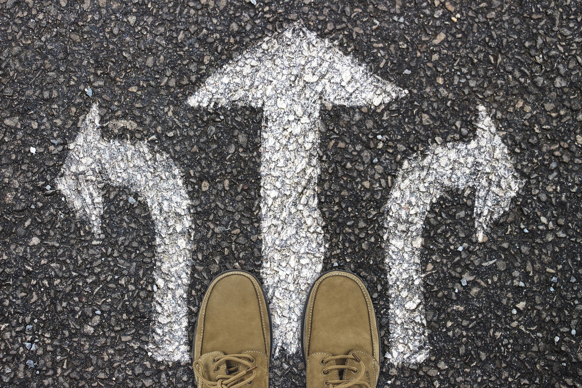 arrows painted on a road